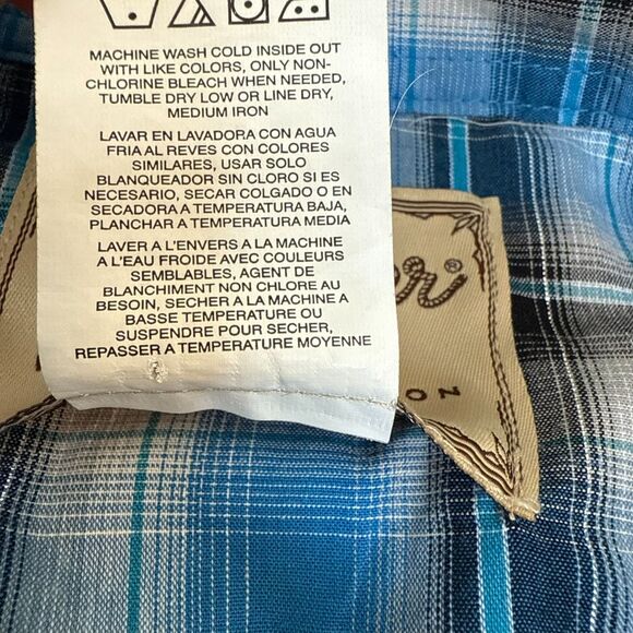 Wrangler Shirt Mens Blue Metallic Pearl Snap Tinsel Plaid Saw Tooth Western 3XL - Picture 7 of 9
